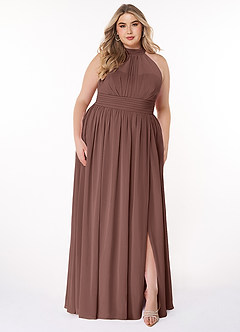 Azazie Iman Bridesmaid Dresses Espresso A-Line A-Line Ruched Chiffon Dress image8