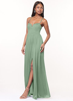 Azazie Marsol Bridesmaid Dresses Matcha A-Line Corset Mesh Dress image3