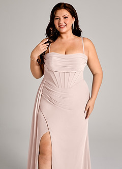 Azazie Amyra Bridesmaid Dresses Rose Petal Sheath Off the Shoulder Chiffon Convertible Dress image11