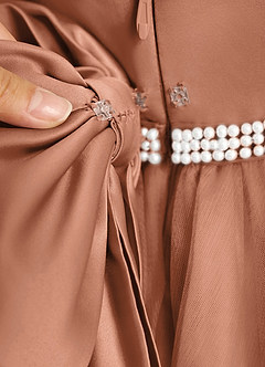 Azazie Firefly Abiti da Ragazza di Fiori Abito A-Line in Raso Opaco Fiocco Bronzo image8