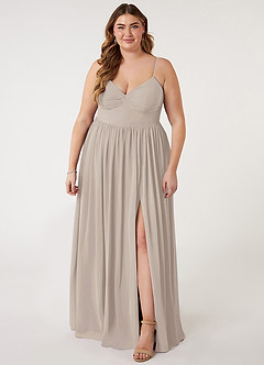 Azazie Zeya Bridesmaid Dresses Frost A-Line V-Neck Pleated Chiffon Dress image6
