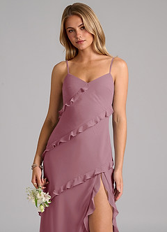 Azazie Nancie Bridesmaid Dresses Vintage Mauve Mermaid Ruched Chiffon Dress image7
