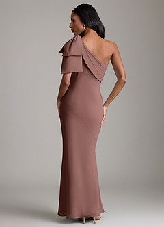 Azazie Yuanna Bridesmaid Dresses Espresso Mermaid One Shoulder Chiffon Dress image6