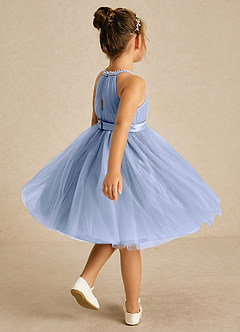 Azazie Honey Flower Girl Dresses Ice A-Line Beaded Matte Satin Dress image4
