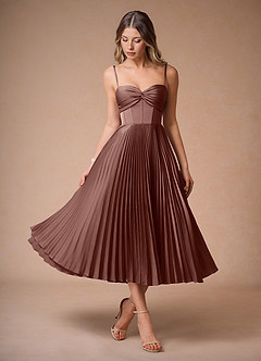 Léna Mocha Coco Pleated Midi Dress image3
