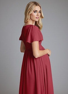 Azazie Verna Maternity Bridesmaid Dresses A-Line V-Neck Ruched Chiffon Floor-Length Dress image7