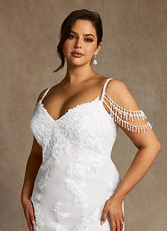 Azazie Saskia Wedding Dresses Diamond White Mermaid Sequins Tulle Dress image11