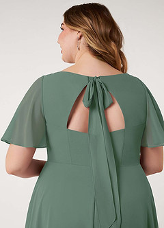 Azazie Kimber Vestidos de damas de honor Vestido de Eucalipto de Gasa de Corte en A con Manga volante image14