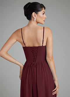 Azazie Alisha Bridesmaid Dresses Cabernet A-Line Corset Chiffon Dress image10