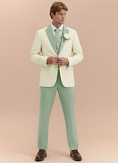 front Adrian Dusty Sage Shawl Lapel Structured Stretch 3-piece Tuxedo Suit