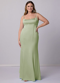 Barbie ♥ Azazie Robes de demoiselle d'honneur Robe Sirène en Satin extensible Arc Vert Sauge image9