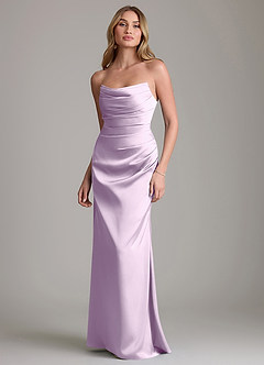 Azazie Lucille Vestidos de damas de honor Vestido de Lila Esmerilada de Satén Elástico de Corte Sirena Convertible con Sin tirantes image1
