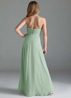 Azazie Tessie Junior Agave A-Line Pleated Chiffon Dress image2