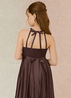 Azazie Arianthe Junior Ganache A-Line with Pockets Stretch Satin Dress image7