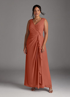 Azazie Manuella Vestidos para mãe da noiva Vestido Argila de Chiffon de Linha A com Decote em V Plissado image11
