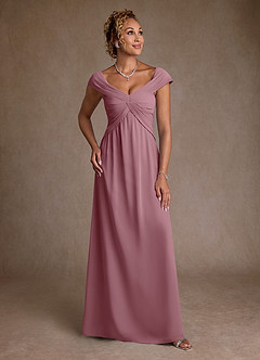 Azazie Myrtle Mother of the Bride Dresses Vintage Mauve A-Line Pleated Chiffon Dress image1