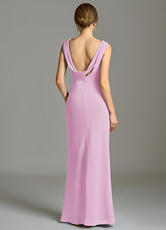 Azazie Kieryn Vestidos de damas de honor Vestido de Rosa Caramelo de Gasa de Corte Sirena con Plisado image2