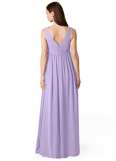 Azazie Yetta Maternity Bridesmaid Dresses A-Line V-Neck Gathered Chiffon Floor-Length Dress image2
