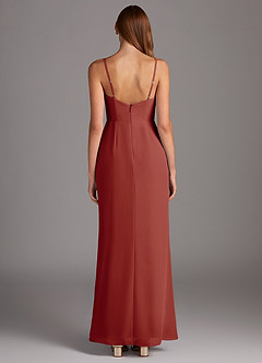 Azazie Tayla Final Sale Terracotta Sheath Chiffon Dress image4