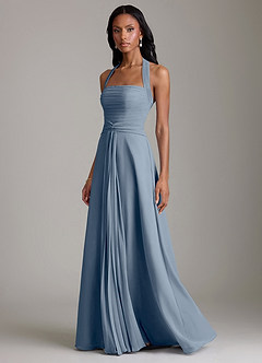 Azazie Clarisa Vestidos de damas de honor Vestido de Crepúsculo de Gasa de Corte en A con Plisado image6