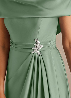 Azazie Branford Mother of the Bride Dresses Matcha A-Line Pleated Stretch Satin Dress image4