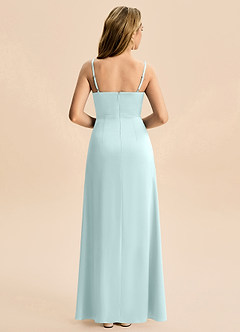Azazie Abby Junior Sea Glass A-Line Pleated Stretch Satin Dress image2