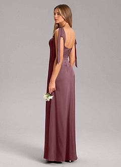 Azazie Frostine Bridesmaid Dresses Sangria A-Line Bow Stretch Satin Dress image6
