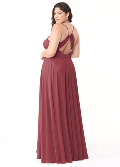 Azazie Avelina Bridesmaid Dresses Merlot A-Line V-Neck Pleated Chiffon Dress image9