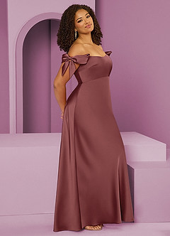 Barbie ♥ Azazie Vestidos de damas de honor Vestido de Amatista de Satén Elástico de Corte Recto Convertible con Vestidos sin tirantes image11