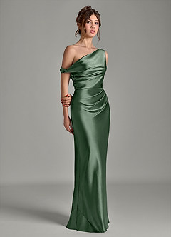 Azazie Emerson Morsiusneito Mekot Mrenneito Olkapään ulkopuolella Metallinen satiini Lattian pituus Pukeutua image5