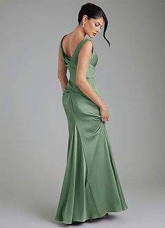 Azazie Spencer Bridesmaid Dresses Matcha Mermaid Pleated Stretch Satin Dress image2