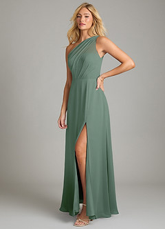 Azazie Phaedra Bridesmaid Dresses Eucalyptus A-Line One Shoulder Chiffon Dress image5