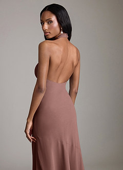 Azazie Lorena Vestidos de damas de honor Vestido de Expresado de Gasa de Corte Sirena con Plisado image6