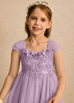 Azazie Lottie Flower Girl Dresses Wisteria A-Line Lace Tulle Dress image6