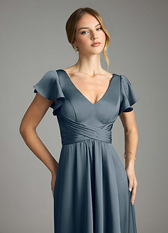 Azazie Omari Bridesmaid Dresses Twilight A-Line Stretch Satin Dress image6