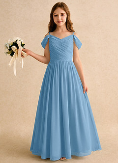 Azazie Chelo Girls Formal Flower Girl Klänningar Klä A-Linje i Chiffong Plisserad image3