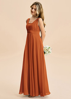 Azazie Odette Junior Vestido de Canela de Gasa de Corte en A con Escote de Corazón image4