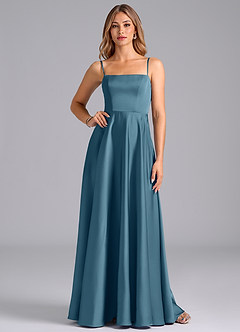 Azazie Elita Abiti da Damigella Abito A-Line in Raso Elasticizzato Plissettato Bermuda image1