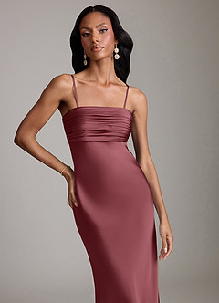 Azazie Saylor Jurken voor bruidsmeisjes Jurk van Stretch Satijn met Zeemeermin Strapless Woestijnroos image3