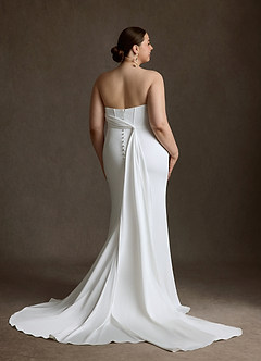 Azazie Cherity Wedding Dresses Diamond White Mermaid Strapless Crepe Back Satin Dress image9