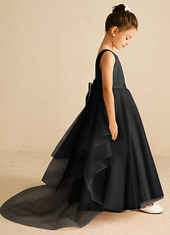 Azazie Pumpkin Flower Girl Dresses Black A-Line Convertible Tulle Dress image3