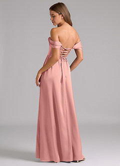 Azazie Hattie Bridesmaid Dresses Rosette A-Line Corset Stretch Satin Dress image2