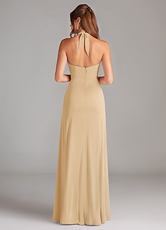 Azazie Elliana Bridesmaid Dresses Gold A-Line Side Slit Stretch Satin Dress image6