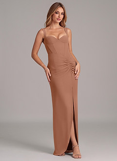 Azazie Ayla Final Sale Bronzer Sheath Sweetheart Neckline Chiffon Dress image5