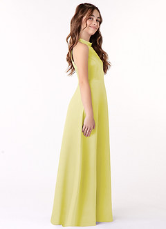 Azazie Laurel Junior Robe Trapèze en Mat Satiné Sorbet Citron image2