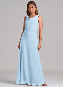 Azazie Nerine Bridesmaid Dresses Sky Blue A-Line Pleated Chiffon Dress image3