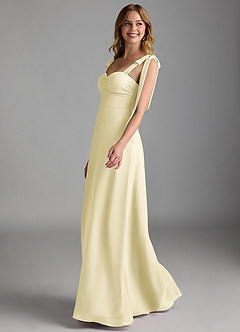 Azazie Lizet Bridesmaid Dresses Lemon Sorbet A-Line Sweetheart Neckline Chiffon Dress image4