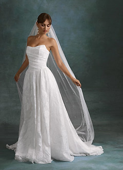 Azazie Nadine Wedding Dresses Diamond White A-Line Strapless Floral Burnout Dress image6