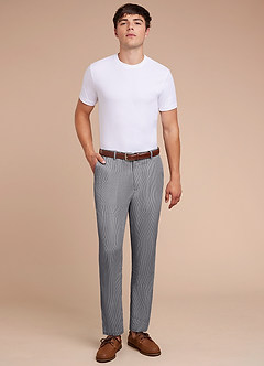 front Gavin Grey Striped Seersucker Dress Pants