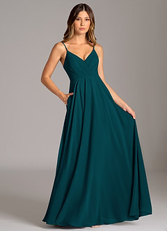 Azazie Amani Bridesmaid Dresses Pine A-Line Pleated Chiffon Dress image6